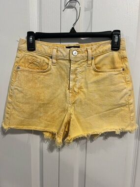 7 For All Mankind Yellow Frayed Hem Denim Shorts - Women